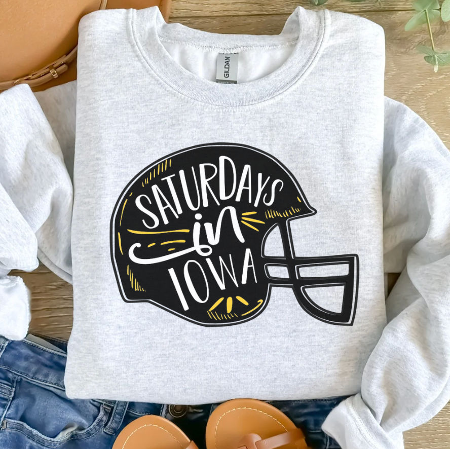 Saturdays In Iowa Football Helmet Crewneck Sweatshirt